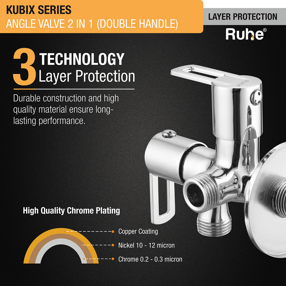 Kubix Two Way Angle Valve (Double Handle) - by Ruhe®