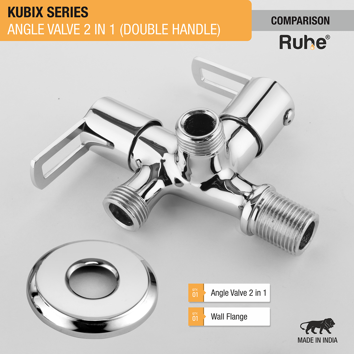 Kubix Two Way Angle Valve (Double Handle) - by Ruhe®