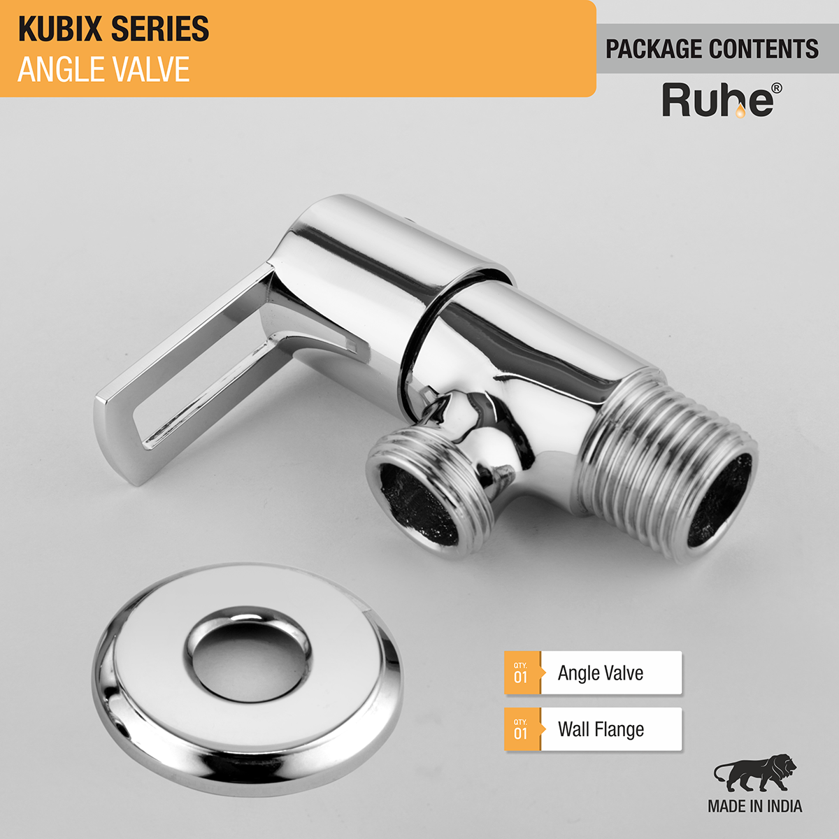 Kubix Angle Valve Brass Faucet package content