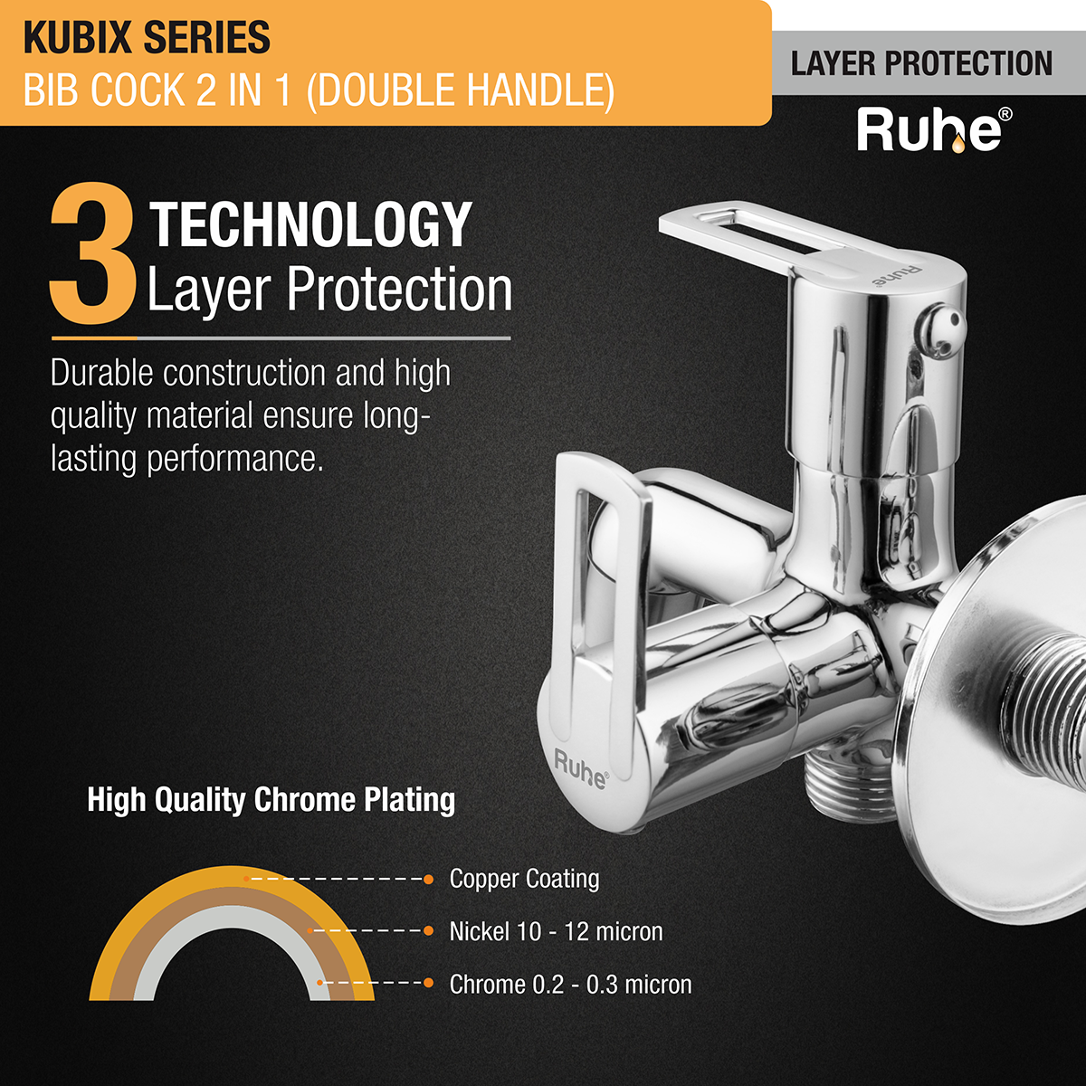 Kubix Two Way Bib Tap (Double Handle) - by Ruhe®