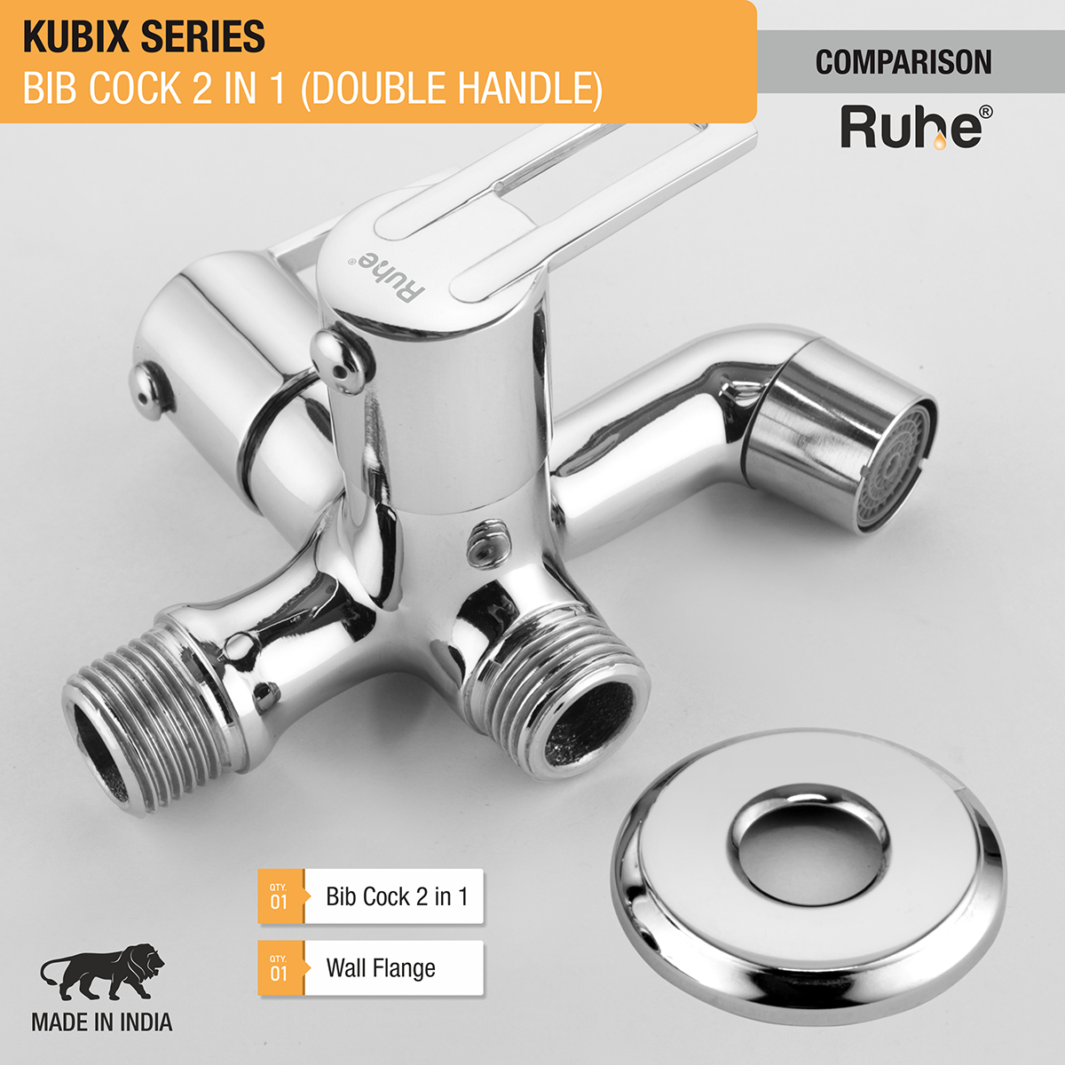 Kubix Two Way Bib Tap (Double Handle) - by Ruhe®