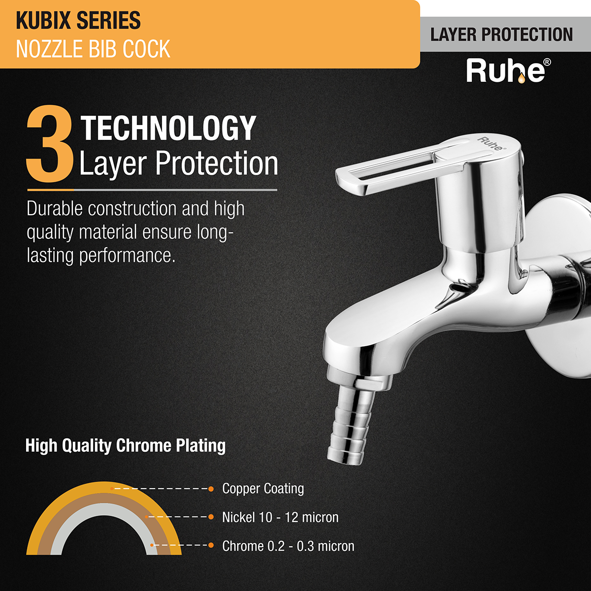 Kubix Nozzle Bib Tap Brass Faucet- by Ruhe®