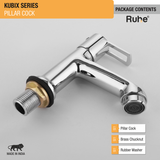 Kubix Pillar Tap Brass Faucet package content