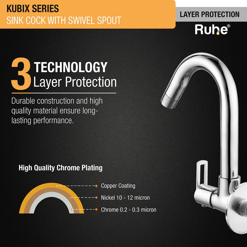 Kubix Brass Sink Tap with Round Swivel Spout - by Ruhe