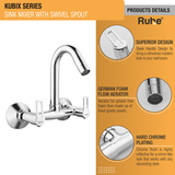 Kubix Sink Mixer with Small (12 inches) Round Swivel Spout Faucet product details