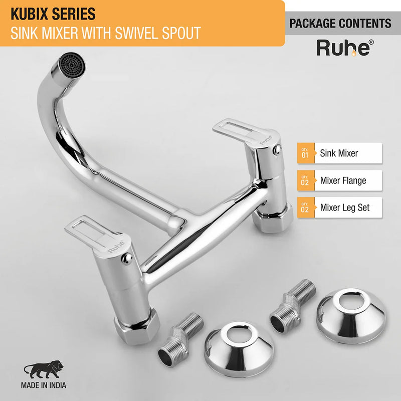 Kubix Wall Mount Kitchen Sink Mixer Tap with Swivel Spout