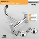 Kubix Sink Mixer with Small (12 inches) Round Swivel Spout Faucet package content