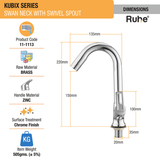 Kubix Swan Neck with Swivel Spout Faucet dimensions and size