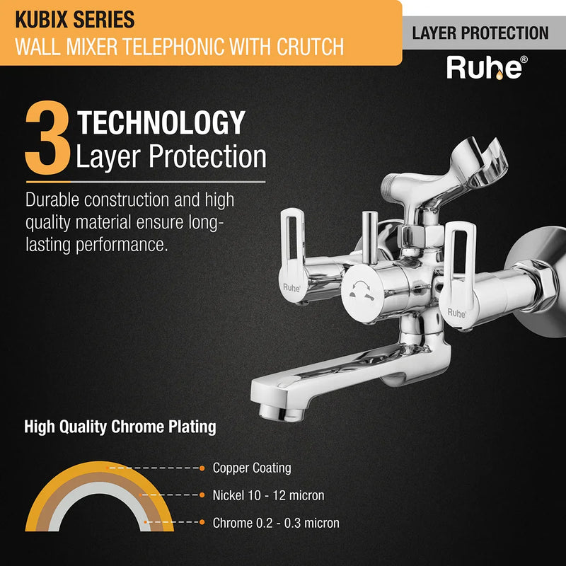 Kubix Telephonic Wall Mixer Tap with Crutch