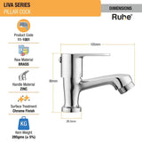 Liva Pillar Tap Brass Faucet dimensions and sizes