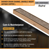 Marble Insert Shower Drain Channel (12 x 2 Inches) ANTIQUE COPPER care and maintenance