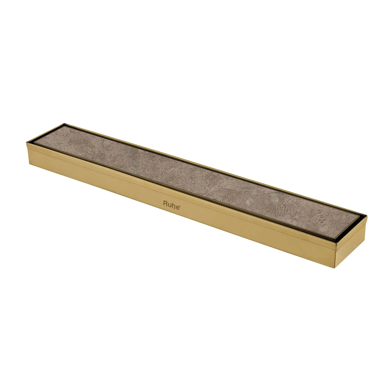 Marble Insert Shower Drain Channel (18 x 2 Inches) YELLOW GOLD PVD Coated - by Ruhe