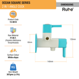 Ocean Square PTMT 2 in 1 Angle Cock Faucet sizes