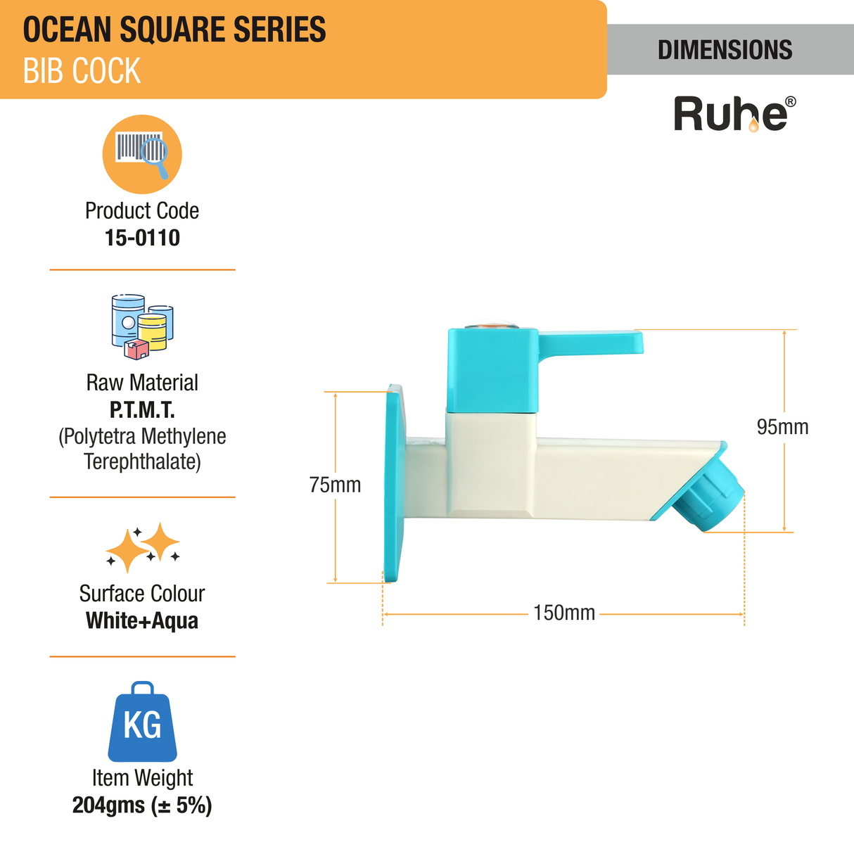 Ocean Square Bib Tap PTMT Faucet - by Ruhe