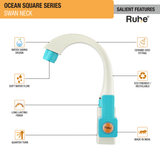 Ocean Square PTMT Swan Neck with Swivel Spout Faucet features