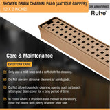 Palo Shower Drain Channel (12 x 2 Inches) ROSE GOLD/ANTIQUE COPPER care and maintenance