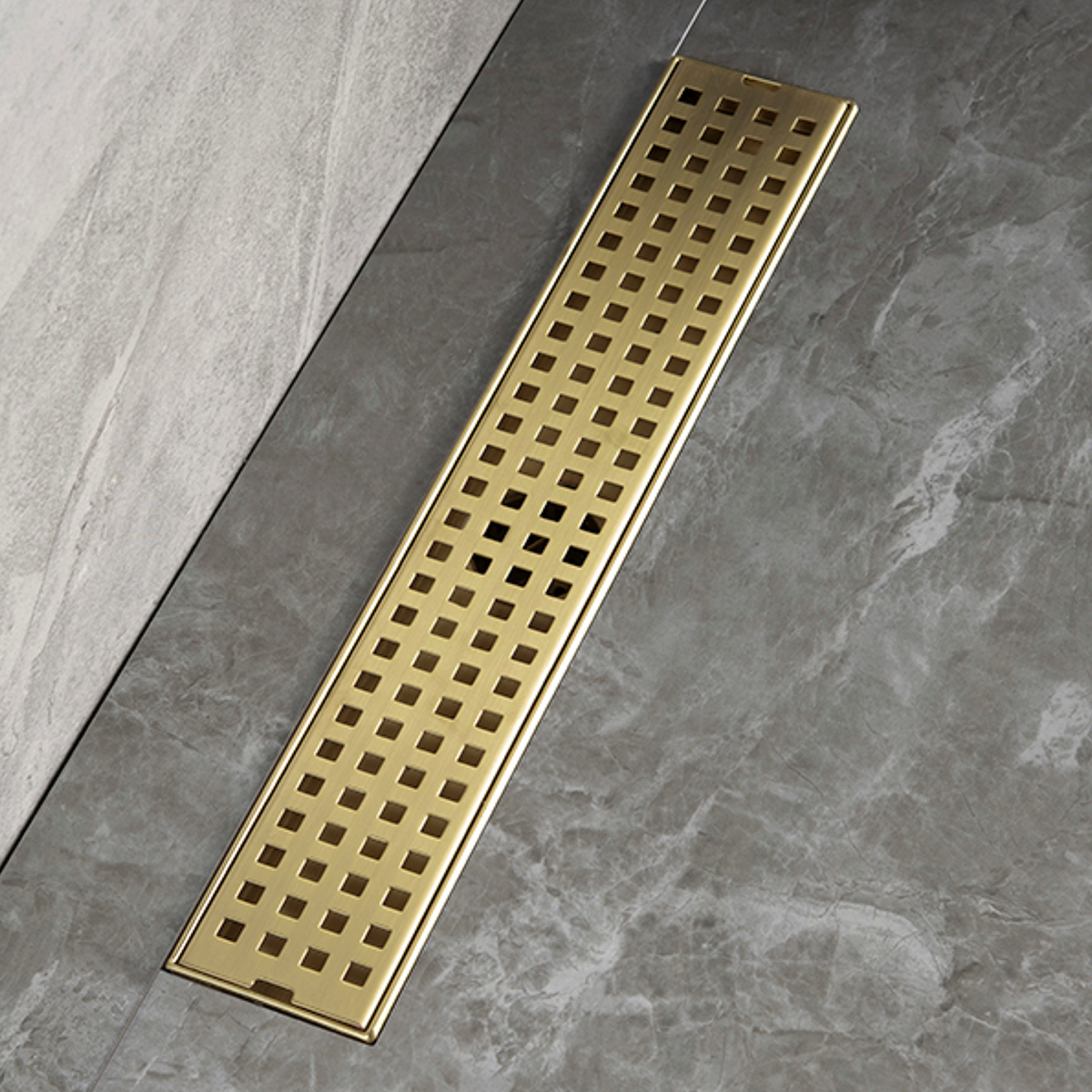 Palo Shower Drain Channel (12 x 3 Inches) with YELLOW GOLD PVD Coating - by Ruhe®