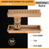 Palo Shower Drain Channel (12 x 4 Inches) ROSE GOLD/ANTIQUE COPPER product details