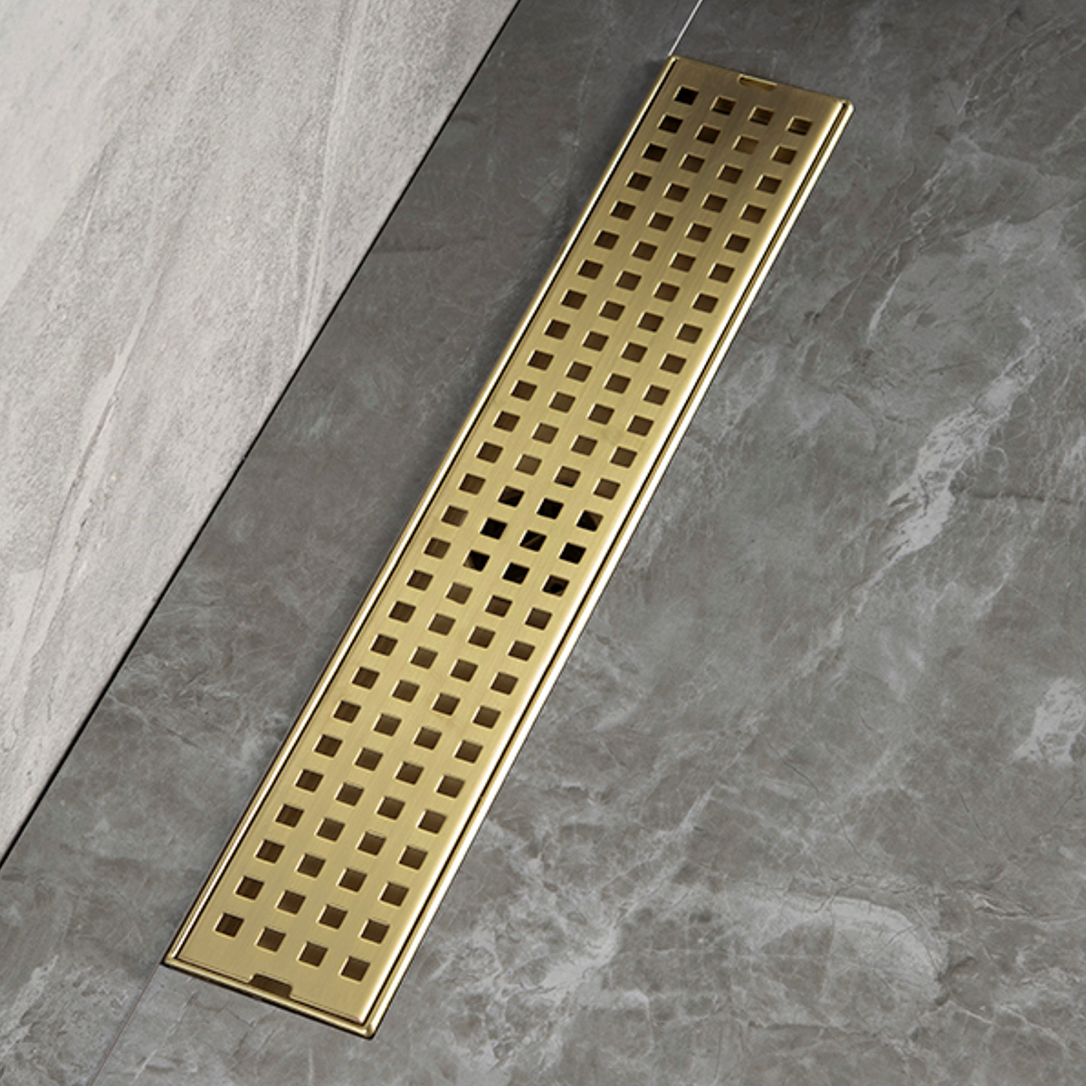 Palo Shower Drain Channel (12 x 5 Inches) YELLOW GOLD installed