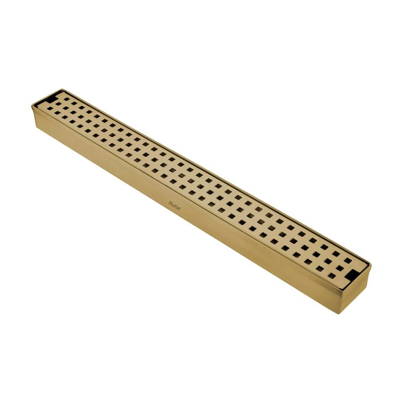Palo Shower Drain Channel (18 x 2 Inches) with YELLOW GOLD PVD Coating - by Ruhe