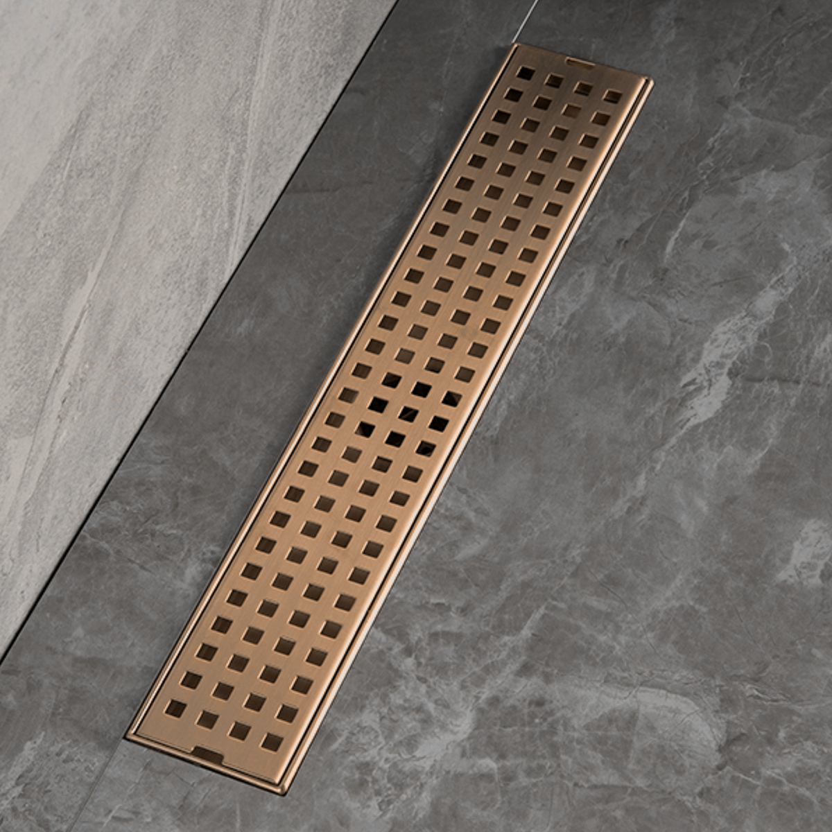 Palo Shower Drain Channel (18 x 3 Inches) ROSE GOLD PVD Coated - by Ruhe®