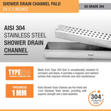 Palo Shower Drain Channel (24 X 2 Inches) (304 Grade) stainless steel