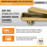Palo Shower Drain Channel (24 x 5 Inches) YELLOW GOLD stainless steel