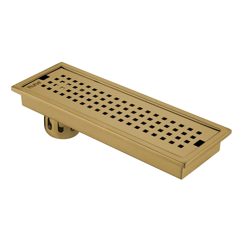 Palo Shower Drain Channel (24 x 5 Inches) with YELLOW GOLD PVD Coating - by Ruhe