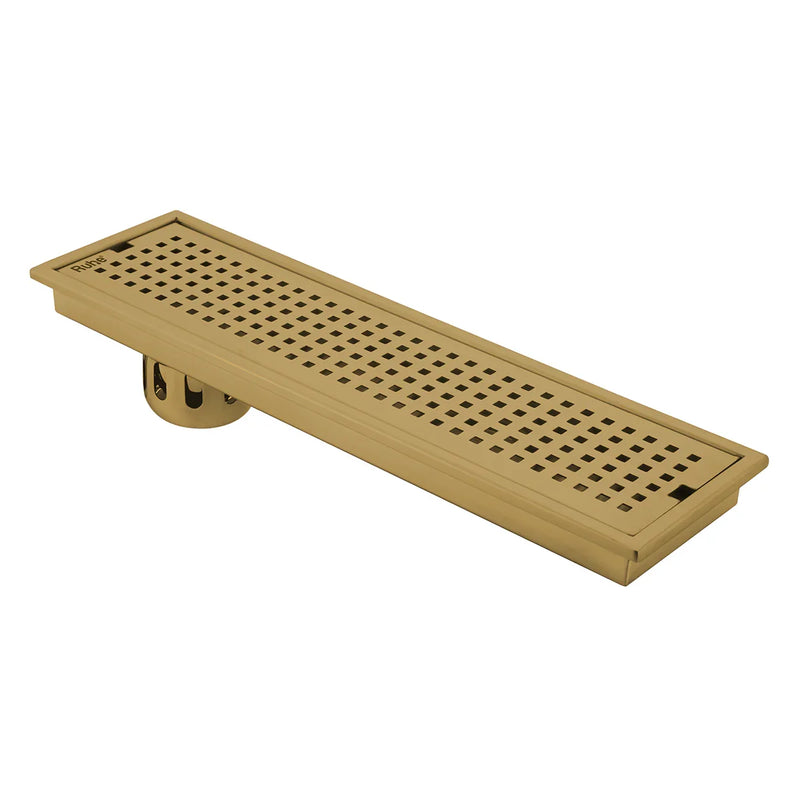 Palo Shower Drain Channel (40 x 5 Inches) with YELLOW GOLD PVD Coating - by Ruhe