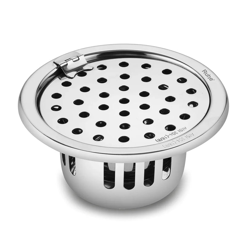 Round 304-Grade Floor Drain with Collar, Hinge & Cockroach Trap (5 Inches) - by Ruhe