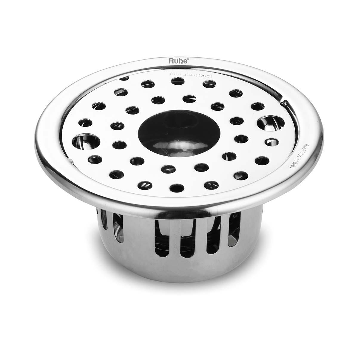 Round 304-Grade Floor Drain with Collar, Lock, Hole & Cockroach Trap (5 Inches) - by Ruhe