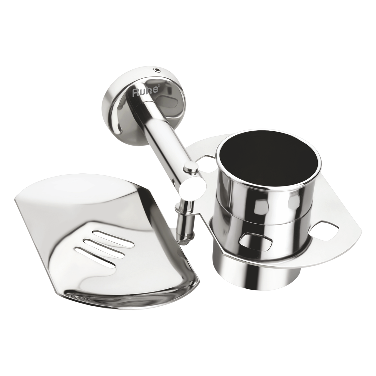 Round Stainless-Steel Soap Dish with Tumbler Holder- by Ruhe®