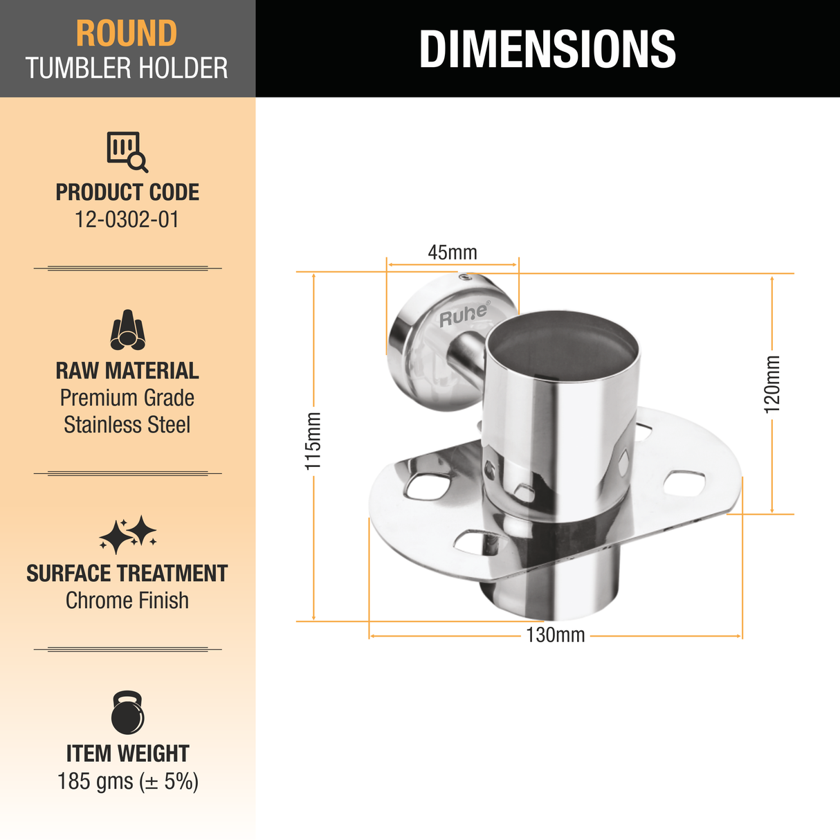 Round Stainless Steel Tumbler Holder- by Ruhe®