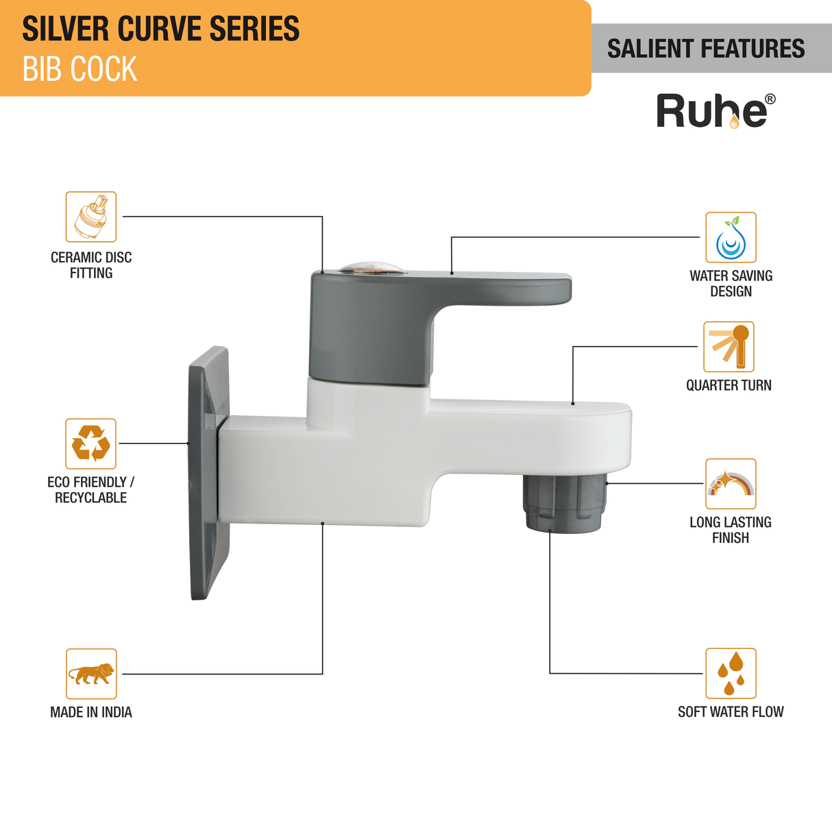 Silver Curve Bib Tap PTMT Faucet - by Ruhe