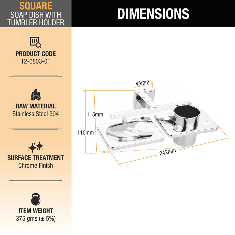 Square Soap Dish With Tumbler Holder
