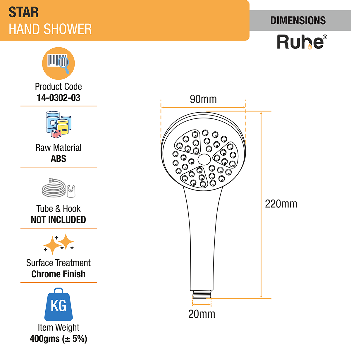 Star Hand Shower (Only Showerhead) - by Ruhe