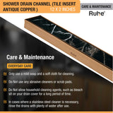 Tile Insert Shower Drain Channel (12 x 2 Inches) ROSE GOLD/ANTIQUE COPPER care and maintenance