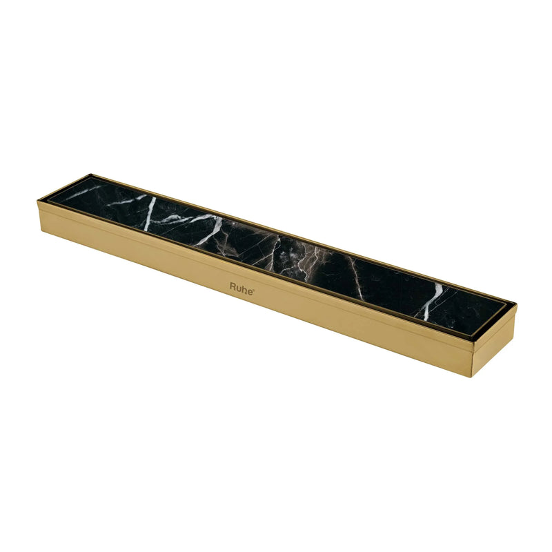Tile Insert Shower Drain Channel (12 x 2 Inches) YELLOW GOLD PVD Coated - by Ruhe