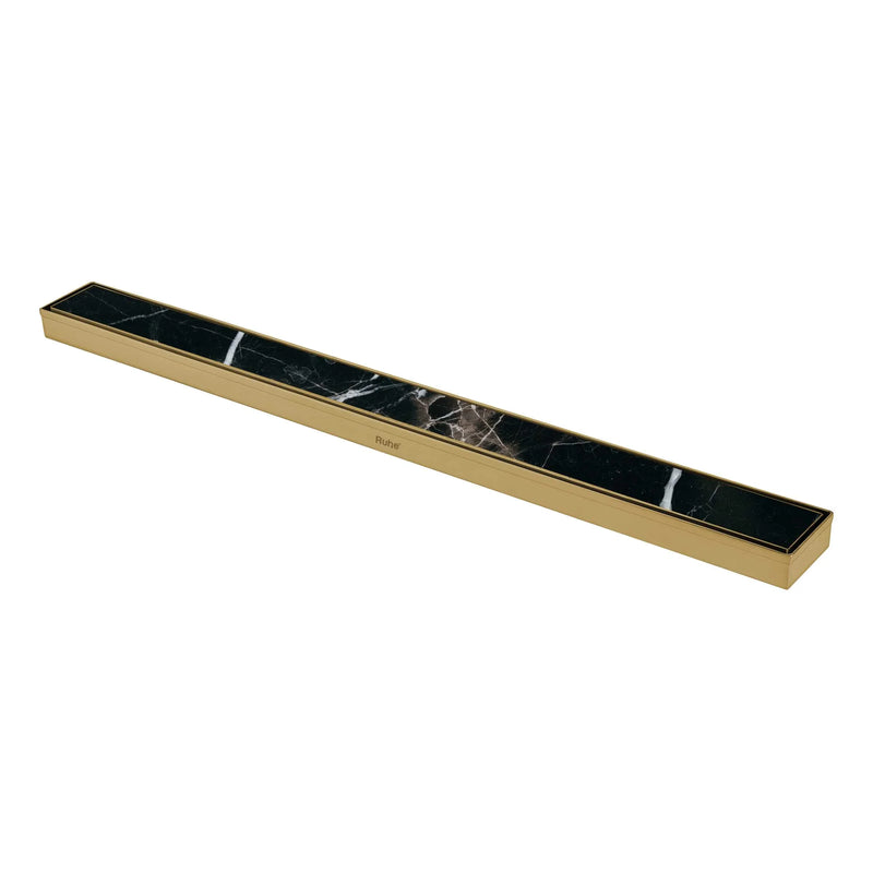 Tile Insert Shower Drain Channel (32 x 2 Inches) YELLOW GOLD PVD Coated - by Ruhe