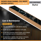 Tile Insert Shower Drain Channel (36 x 2 Inches) ROSE GOLD/ANTIQUE COPPER care and maintenance