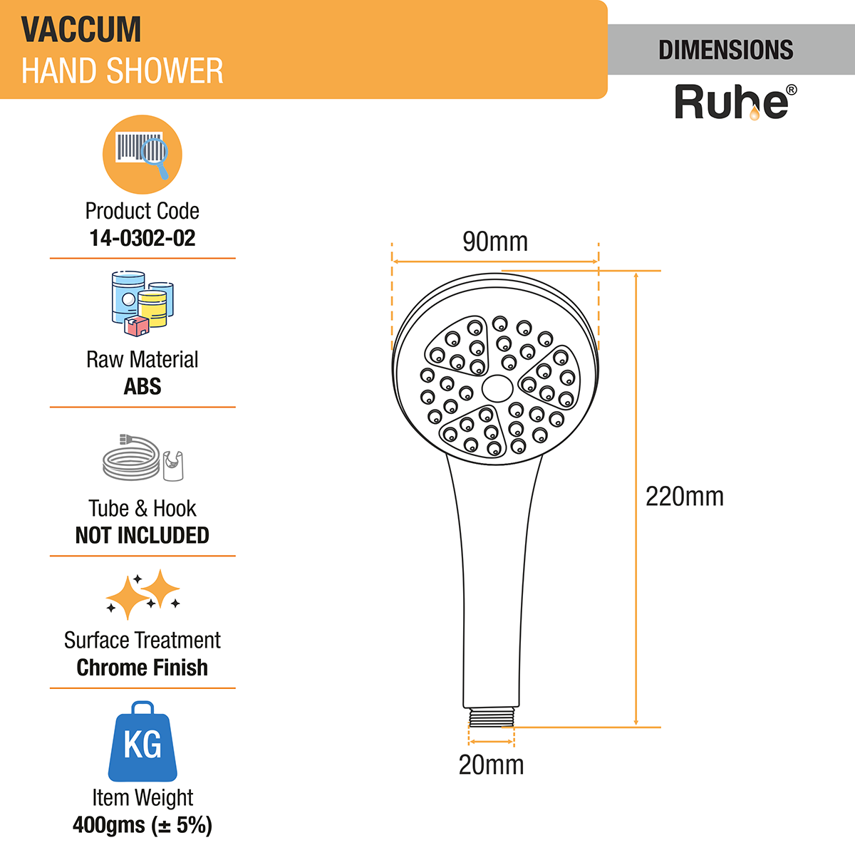 Vaccum Hand Shower (Only Showerhead) - by Ruhe