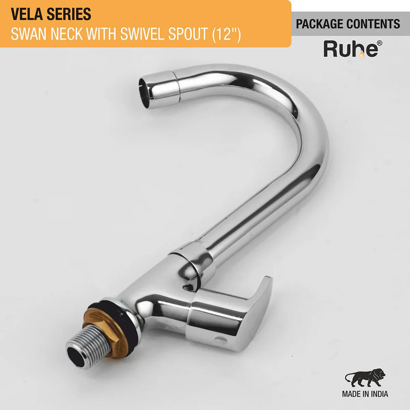Vela Deck-mount Kitchen Sink Tap with Small Swivel Spout (12") - by Ruhe