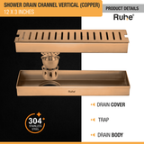 Vertical Shower Drain Channel (12 x 3 Inches) ROSE GOLD/ANTIQUE COPPER product details