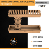 Vertical Shower Drain Channel (12 x 5 Inches) ROSE GOLD/ANTIQUE COPPER product details