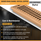 Vertical Shower Drain Channel (12 x 5 Inches) ROSE GOLD/ANTIQUE COPPER care and maintenance