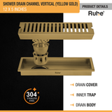 Vertical Shower Drain Channel (12 x 5 Inches) YELLOW GOLD product details