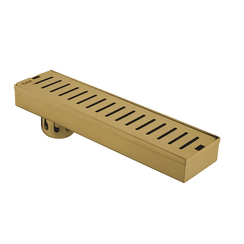 Vertical Shower Drain Channel (18 x 3 Inches) YELLOW GOLD PVD Coated - by Ruhe