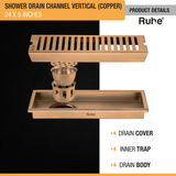 Vertical Shower Drain Channel (24 x 5 Inches) ROSE GOLD/ANTIQUE COPPER product details