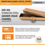 Vertical Shower Drain Channel (36 x 3 Inches) ROSE GOLD/ANTIQUE COPPER stainless steel