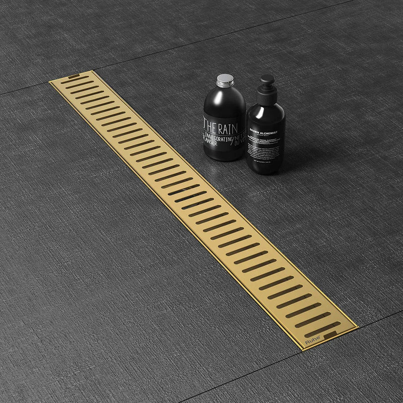 Vertical Shower Drain Channel (36 x 4 Inches) YELLOW GOLD PVD Coated - by Ruhe